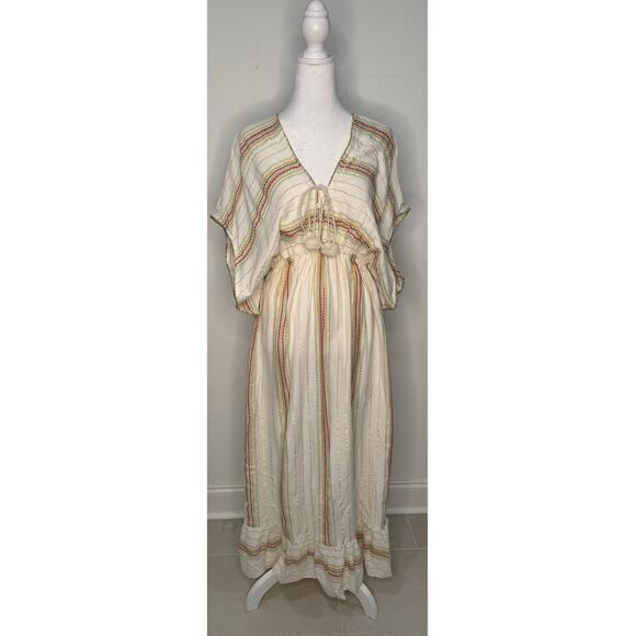 America and Beyond Cream Aztec Stripe Maxi Dress Size Small - Picture 1 of 12